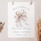 Coquette purple bow baby shower welcome sign ( ポスター