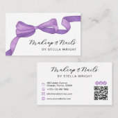 Coquette Purple Bow Beauty QR Code 名刺 (正面/裏面)