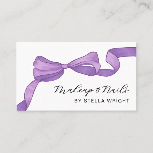 Coquette Purple Bow Beauty QR Code 名刺 (正面)