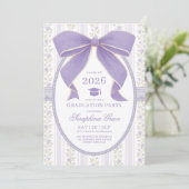 Coquette Purple Bow Shabby Chic Graduation Party 招待状 (スタンド正面)