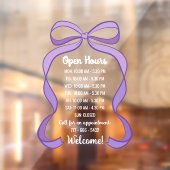 Coquette Purple Bow Small Business Open Hours ウィンドウサイン (シート2)