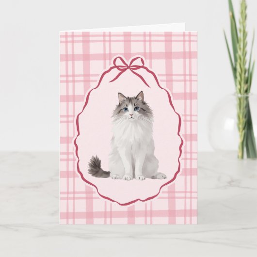 Coquette Rag Doll Cat Valentines Day Card シーズンカード (正面)