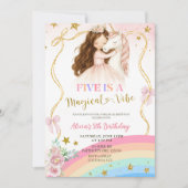 Coquette Rainbow Pastel Unicorn Magical Birthday 招待状 (正面)