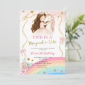 Coquette Rainbow Pastel Unicorn Magical Birthday 招待状 (スタンド正面)
