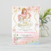 Coquette Rainbow Pastel Unicorn TWO Magical Birthd 招待状 (スタンド正面)