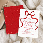 Coquette Red Bow Classic Holiday Christmas Party 招待状