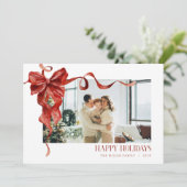 Coquette Red Bow Holiday Photo Christmas Card シーズンカード (スタンド正面)
