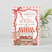 Coquette Red Plaid Bow Apple Orchard Birthday 招待状 (スタンド正面)