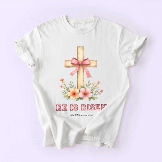 Coquette Religious, Jesus Easter, He is Risen Tシャツ