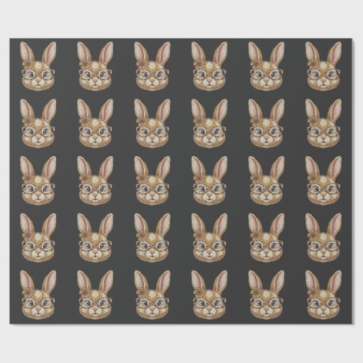 Coquette Retro Leopard Happy Easter Bunny Trendy ラッピングペーパー (フラット)
