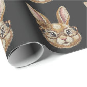 Coquette Retro Leopard Happy Easter Bunny Trendy ラッピングペーパー (ロールコーナー)
