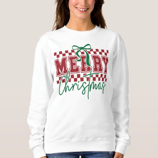 Coquette Retro Merry Christmas Trendy Typography スウェットシャツ (正面)