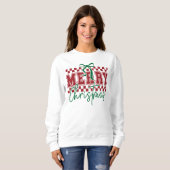Coquette Retro Merry Christmas Trendy Typography スウェットシャツ (正面フル)