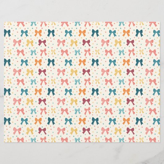 Coquette Ribbon Pattern Polka Dots Scrapbook Paper (裏面)
