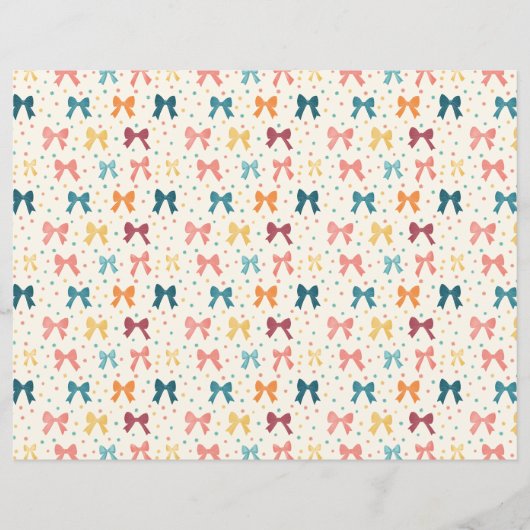Coquette Ribbon Pattern Polka Dots Scrapbook Paper (正面)