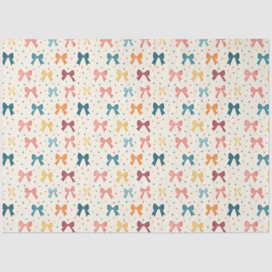 Coquette Ribbon Pattern with Polka Dots 薄葉紙 (正面)