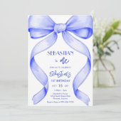 Coquette Royal Blue Bow Birthday Invitation 招待状 (スタンド正面)