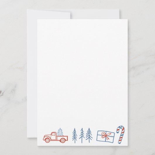 Coquette Rustic Red & Blue Christmas Baby Shower  招待状 (裏面)