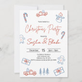 Coquette Rustic Red & Blue Christmas Party  招待状 (正面)