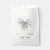 Coquette Sage Green Bow Bridal Shower Thank You フェイバーバッグ (正面)
