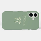 Coquette Sage Green Bow Initial Case-Mate iPhoneケース (裏面 (横))