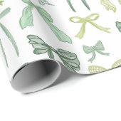 Coquette Sage Green Bows ラッピングペーパー (ロールコーナー)