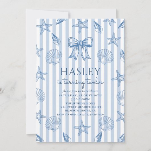Coquette Seashells Coastal Birthday Invitation 招待状 (正面)