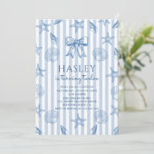 Coquette Seashells Coastal Birthday Invitation 招待状 (スタンド正面)