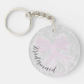Coquette sheer pink bow Bouquet bridesmaid button キーホルダー (正面)