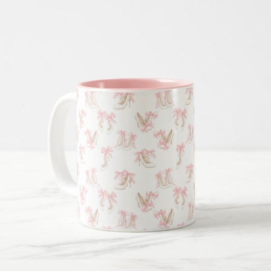 Coquette Shoes Pattern ツートーンマグカップ (正面左)