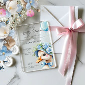 Coquette Silly Goose Blue Bow Boy Baby Shower アクリル招待状