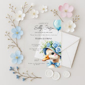 Coquette Silly Goose Blue Bow Boy Baby Shower アクリル招待状