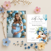 Coquette Silly Goose Blue Bow Boy Baby Shower 招待状
