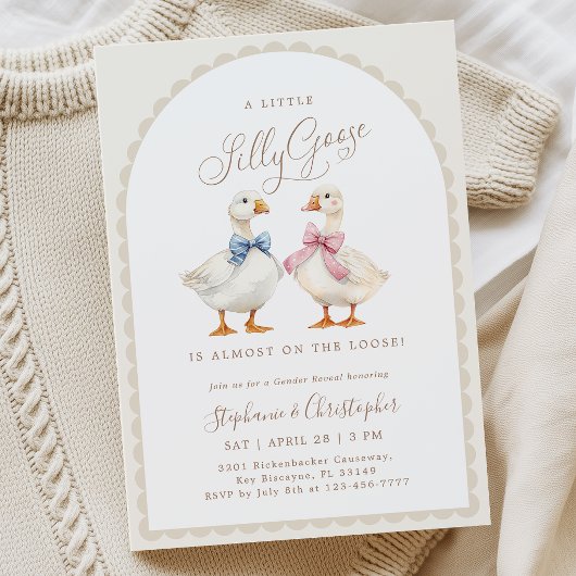 Coquette Silly Goose Gender Reveal Invitation 招待状