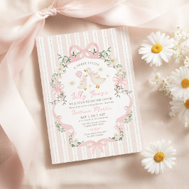Coquette Silly Goose Pink Bow Girl Baby Shower 招待状