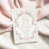 Coquette Silly Goose Pink Bow Girl Baby Shower 招待状