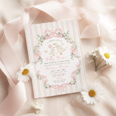 Coquette Silly Goose Pink Bow Girl Baby Shower 招待状