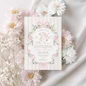 Coquette Silly Goose Pink Bow Girl Baby Shower 招待状