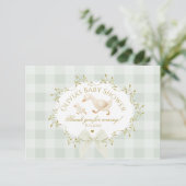 Coquette Silly Goose Sage Gingham Baby Shower サンキューカード (スタンド正面)
