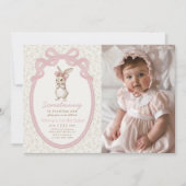 Coquette Some Bunny 1st Birthday Photo Invitation 招待状 (正面)