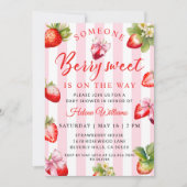Coquette Strawberries Baby Shower Invitation 招待状 (正面)