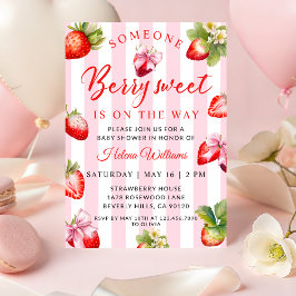 Coquette Strawberries Baby Shower Invitation 招待状