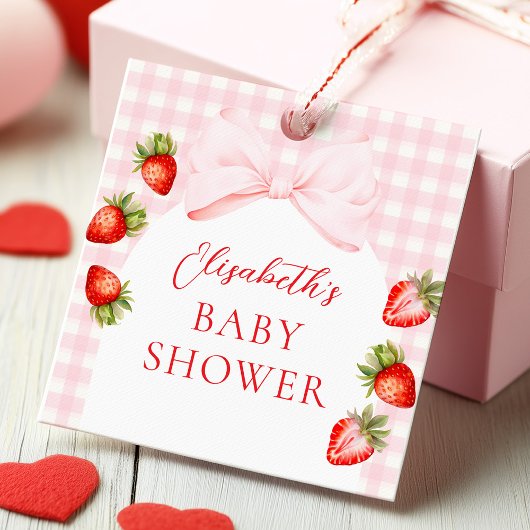 Coquette Strawberry Baby Shower フェイバータグ