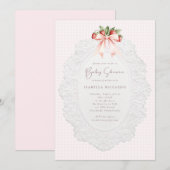 Coquette Strawberry Baby Shower Invitation 招待状 (正面/裏面)