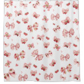 Coquette Strawberry & Bow Shower Curtain シャワーカーテン (正面)