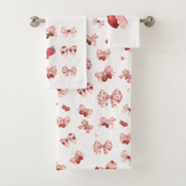 Coquette Strawberry & Bow Towel Set (3 Pieces)  バスタオルセット