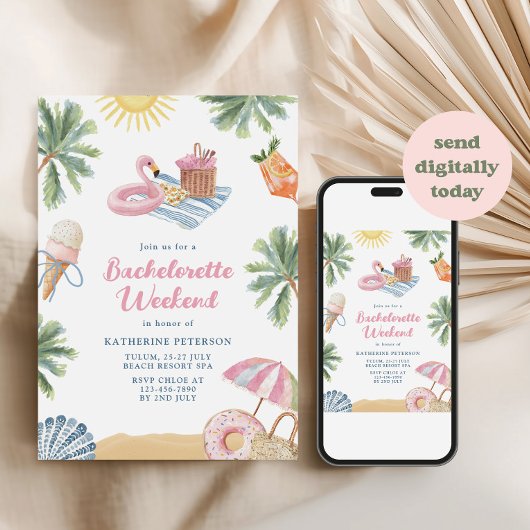 Coquette Summer Bachelorette Party Itinerary 招待状