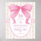 Coquette Sweet 16 Pink Bow Roses Welcome ポスター (正面)