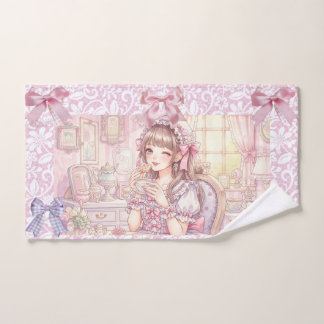 Coquette Tea Time – Pastel Ribbon  ハンドタオル