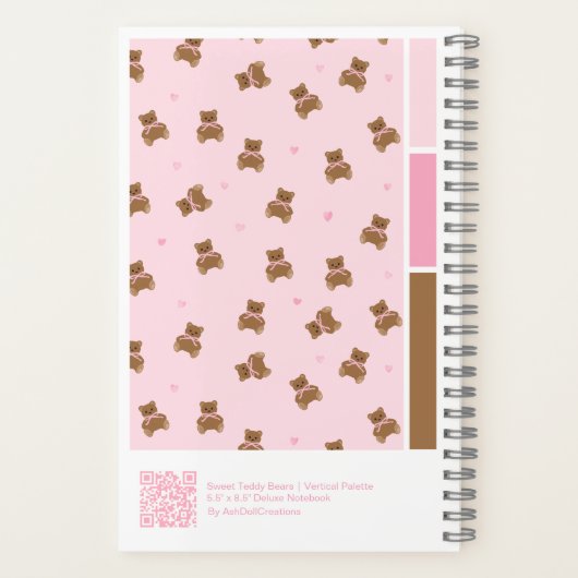 Coquette Teddy Bears Vertical Palette Notebook ノートブック (裏面)